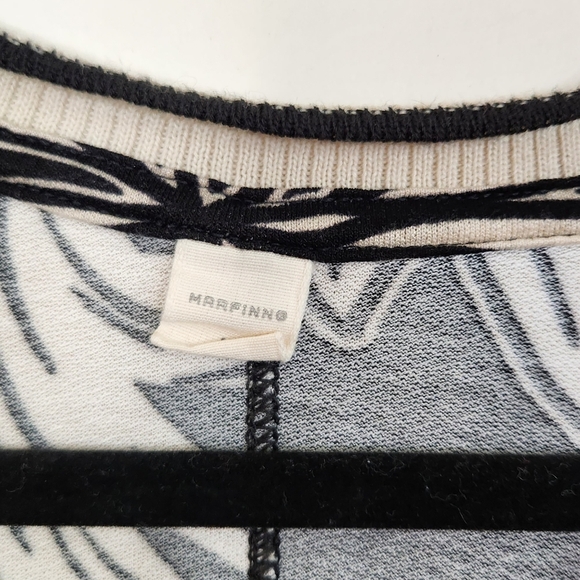 Marfinno Black Floral Leaf Print Knit Top Quiet Luxury Tropical Capsule Office - Picture 8 of 9